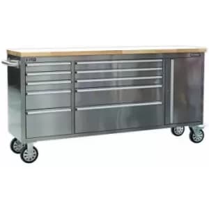 1990 x 490 x 950mm Mobile stainless steel Tool Cabinet - 10 Drawer & Cupboard