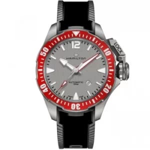 Hamilton Khaki Navy Frogman Titanium Automatic Grey Dial Black Rubber Strap Mens Watch H77805380