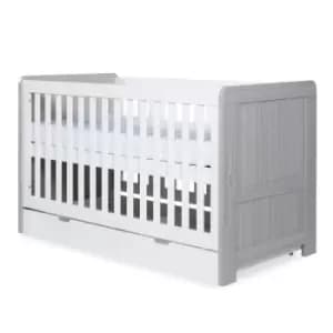 Ickle Bubba Pembrey Cot Bed and Under Drawer - Ash Grey And White
