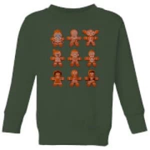 Star Wars Gingerbread Characters Kids Christmas Sweatshirt - Forest Green - 11-12 Years