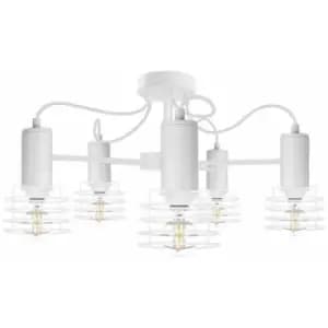 Keter Rune Multi Arm Semi Flush Ceiling Light White, 60cm, 5x E27