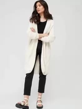 Superdry Vintage Long Ribbed Cardigan - Ecru, White, Size 10, Women