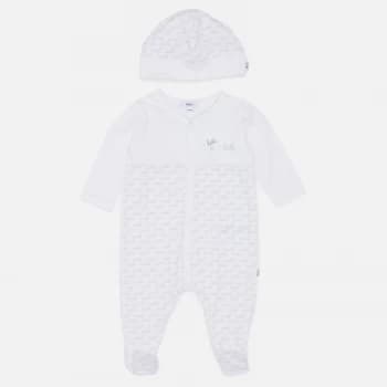 Hugo Boss Baby Sleepsuit & Pull On Hat Set - White - 3-6 months