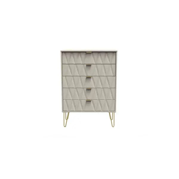 Welcome Furniture Ready Assembled Diamond 5 Drawer Chest In Kashmir Matt