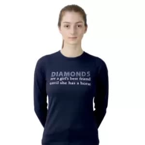HY Equestrian Equestrian Diamonds Long Sleeve T-Shirt Womens - Blue