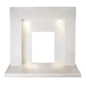 Aurora Hilton Sparkly White Fireplace Surround Set