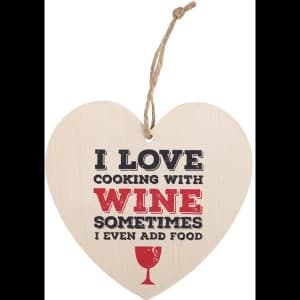 I Love Cooking With Wine Hanging Heart Sign