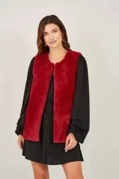 Red Faux Fur Gilet