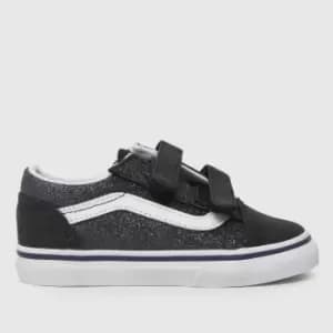 Vans Black & Navy Old Skool V Glitter Girls Toddler Trainers