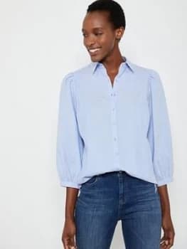 Mint Velvet Chambray Puff Sleeve Shirt - Blue