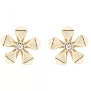 Ladies Karen Millen Gold Plated Petite Geo Flower Stud Earring