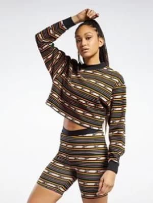 Reebok Classics Printed Sweatshirt, Black Size M Women