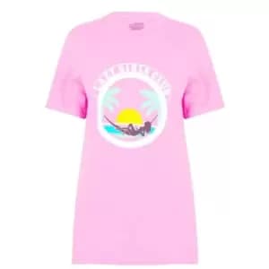 Daisy Street Lazy Girls Club Tee - Pink