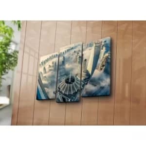 3NATPAT-19 Multicolor Decorative Canvas Painting (3 Pieces)