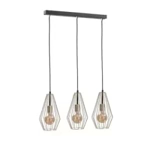 Geo Bar Pendant Ceiling Light Gold, 60cm, 3x E27
