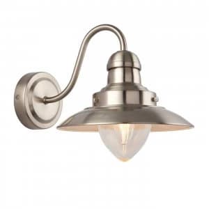 1 Light Indoor Wall Light Clear Glass, Satin Nickel, E14