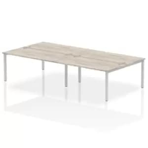 Impulse Bench B2B 4 Person 1600 Silver Frame Office Bench Desk Grey Oak