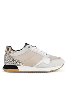 Geox D Doralea B Suede & Nylon Trainers - Off White/beige, White, Size 4, Women