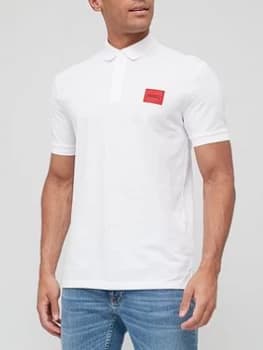 Hugo Boss Dereso 212 Red Patch Logo Polo Shirt White Size L Men