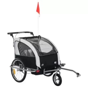Reiten 2-In-1 2-Seater Kids Stroller & Bike Trailer - Black/White