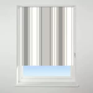 Universal Patterned Stripe Neutral Blackout Roller Blind Natural