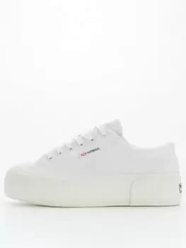 SUPERGA 2631 Stripe Platform Plimsolls - White, Size 3.5, Women