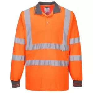 S277ORRM - sz m Hi-Vis Long Sleeved Polo - Orange - Orange - Portwest