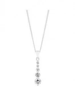 Simply Silver Sterling Silver Cubic Zirconia Graduated Drop Pendant Necklace