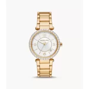 Michael Kors Womens Parker Lux Three-Hand Gold-Tone Stainless Steel Watch - Gold