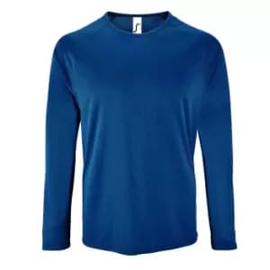 SOLS Mens Sporty Long Sleeve Performance T-Shirt (3XL) (Royal Blue)