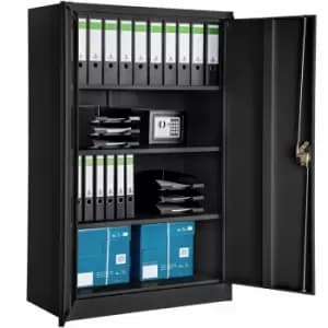 Filing cabinet with 4 shelves 140 x 90 x 40cm - metal filing cabinet, office cabinet, home filing cabinet - Black - black