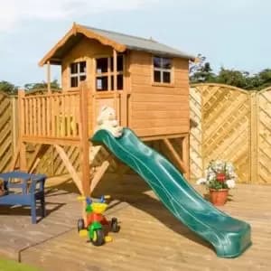Mercia 7X5 Poppy Wooden Tower Slide Playhouse With Assembly Service Brown
