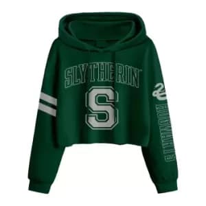 Harry Potter Womens/Ladies College Slytherin Crop Hoodie (XXL) (Green)