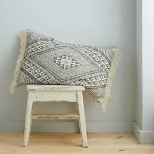 Pineapple Elephant Kebra Aztec Fringed 100% Cotton Filled Cushion, Grey, 40 x 60 Cm