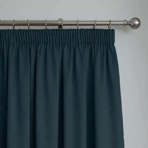 Fusion 'Galaxy' Pair of Light Reducing Thermal Effect Pencil Pleat Curtains Navy
