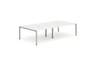 B2B Silver Frame Bench Desk 1200 White (4 Pod)