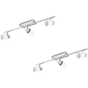 2 PACK Wall 3 Spot Light Colour Chrome Plated & White Steel GU10 3x5W Included