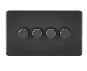 KnightsBridge Screwless 4G 2-way 10-200W (5-150W LED) trailing edge dimmer - Matt Black