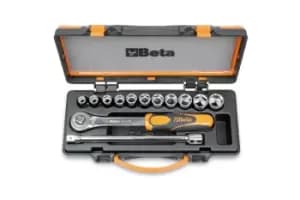 Beta Tools 920A/C11 13pc 1/2" Sq Dr Hex Socket, Ratchet & Extension Bar Set