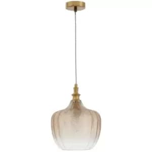 Frisco Dome Pendant Ceiling Light Brass Metal Champagne Glass LED E27 - Merano