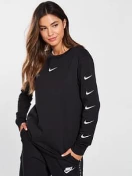Nike Sportswear Swoosh Long Sleeve Top Black Size L Women