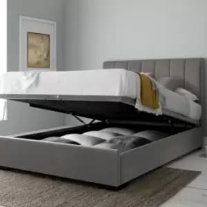 Frances Grey Velvet Upholstered Ottoman Double Bed Frame - Grey