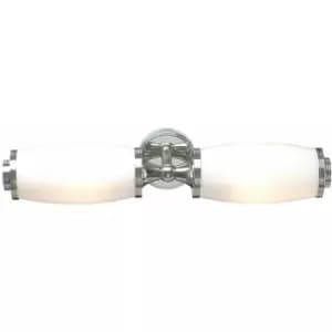 Loops - IP44 Wall Light 2 x Enc Glass Shades Polished Chrome LED G9 3.5W