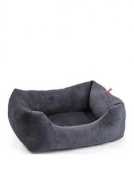 Zoon Velour Charcoal Grey Square Bed - Extra Large