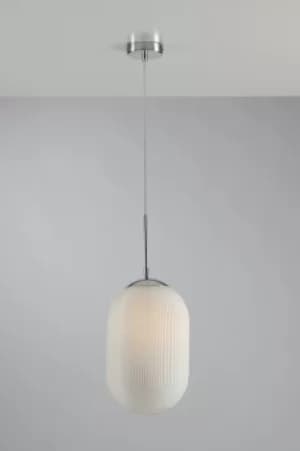 Greenwich Oval Glass Ceiling Pendant, White, E27