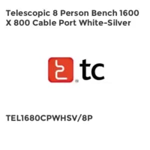 TC Group Telescopic 8 Person Bench 1600 x 800 Cable Port White-Silver