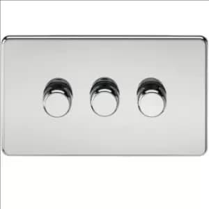 KnightsBridge Screwless 3G 2-way 10-200W (5-150W LED) trailing edge dimmer - Polished Chrome