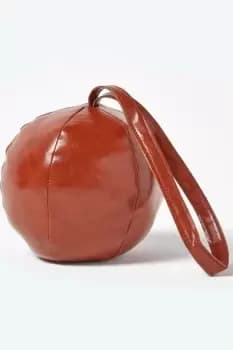 Brown Round Faux Leather Door Stop