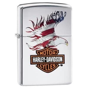 Zippo Harley Davidson Flag Eagle Polished Chrome Windproof Lighter