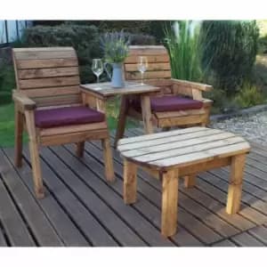 Charles Taylor Straight Companion Dining Set with Cushions, Burgundy